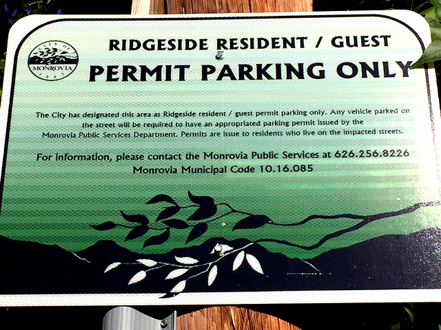 Ridgeside Parking Sign